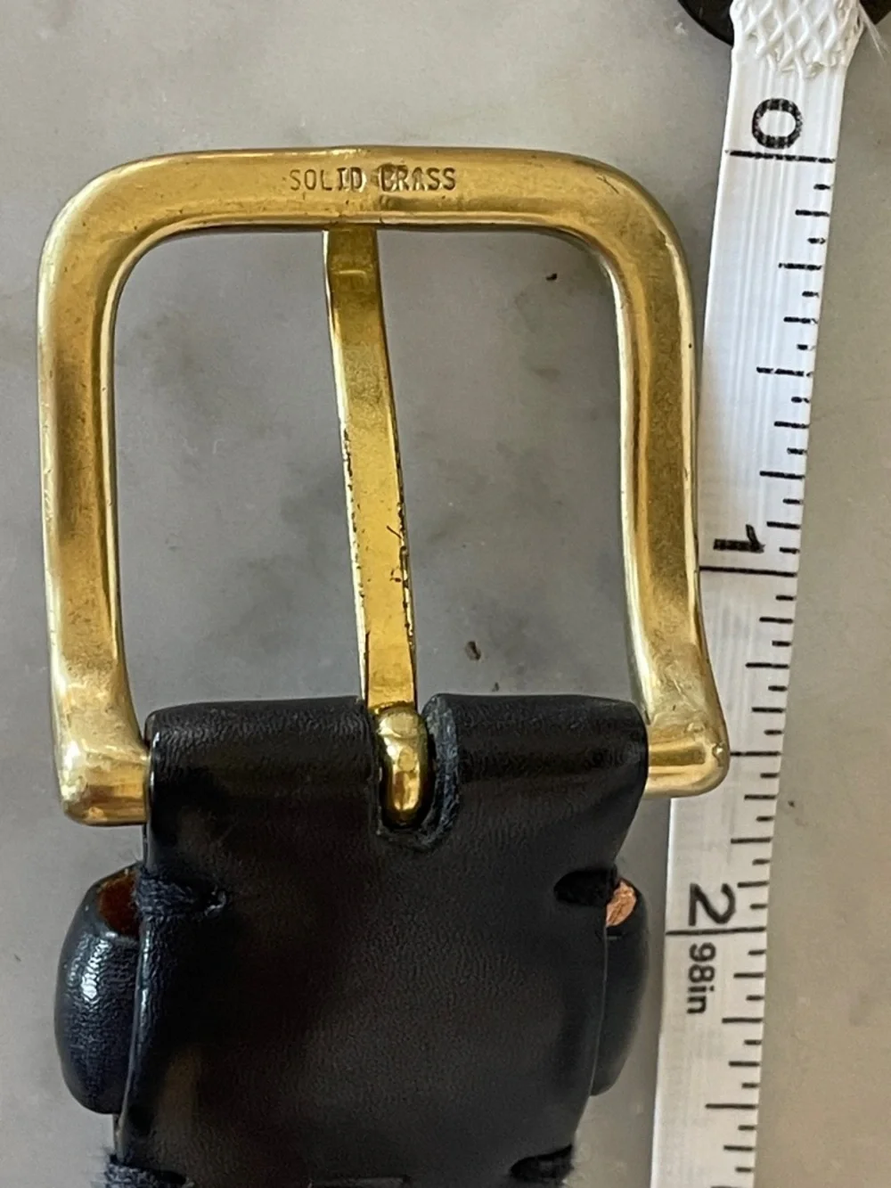 POLO RALPH LAUREN Men’s Black Leather Belt with Brass Gold-Tone Buckle